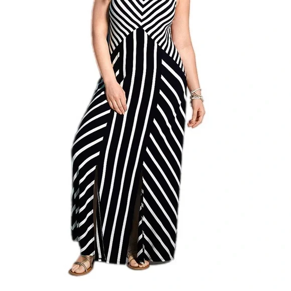 Lane Bryant black and white stripe maxi  dress size 18/20 - Picture 6 of 9